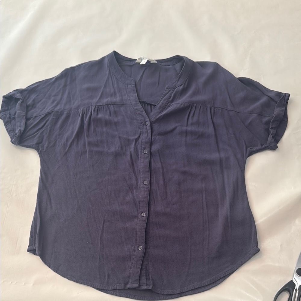 Market & Spruce Gray Button Down Shirt with Mandarin Collar